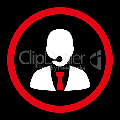 Call center operator flat red and white colors rounded glyph icon