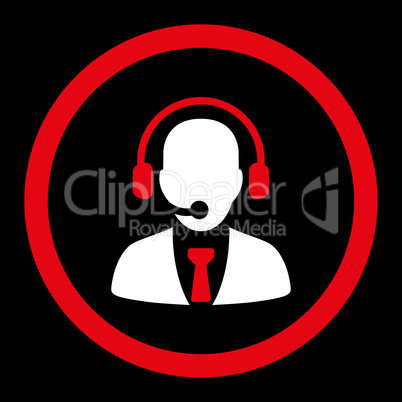 Call center flat red and white colors rounded glyph icon