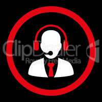 Call center flat red and white colors rounded glyph icon