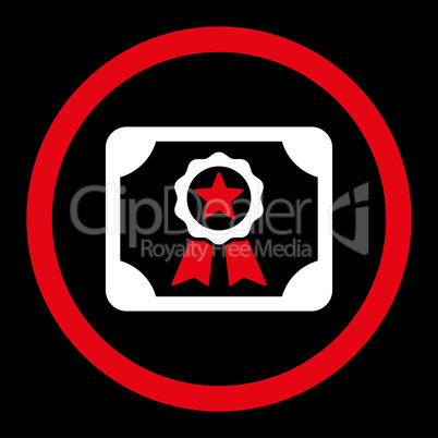 Certificate flat red and white colors rounded glyph icon