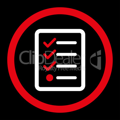 Checklist flat red and white colors rounded glyph icon