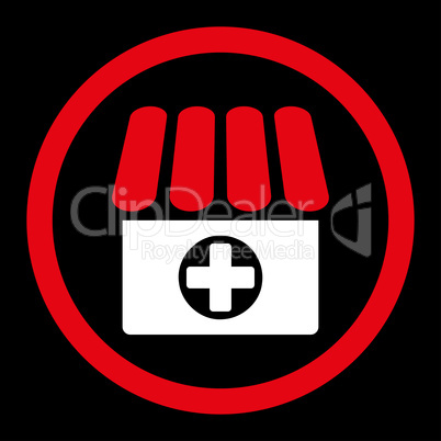 Drugstore flat red and white colors rounded glyph icon