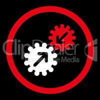 Integration flat red and white colors rounded glyph icon