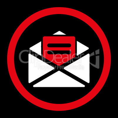 Open mail flat red and white colors rounded glyph icon
