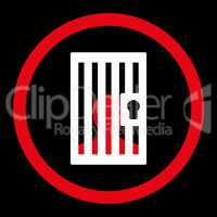 Prison flat red and white colors rounded glyph icon