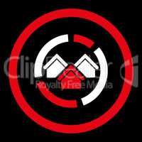 Realty diagram flat red and white colors rounded glyph icon