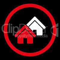 Realty flat red and white colors rounded glyph icon