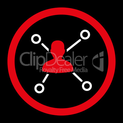 Relations flat red and white colors rounded glyph icon