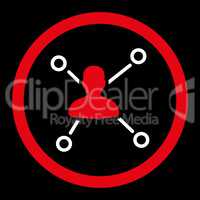 Relations flat red and white colors rounded glyph icon