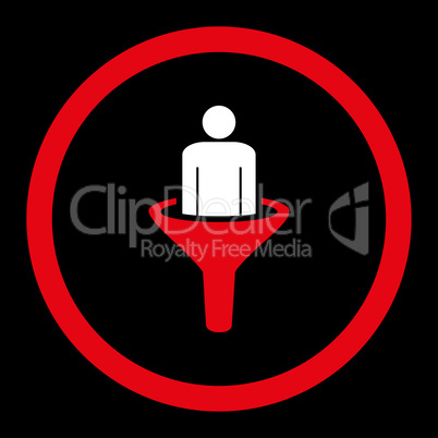 Sales funnel flat red and white colors rounded glyph icon