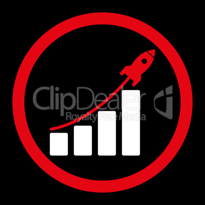 Startup sales flat red and white colors rounded glyph icon