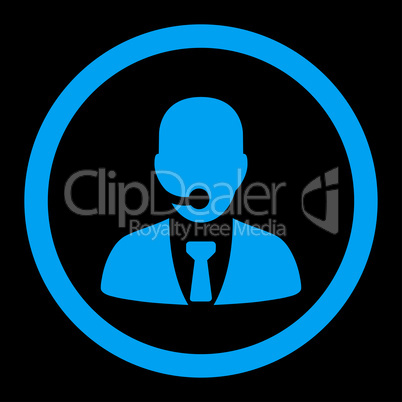 Call center operator flat blue color rounded glyph icon