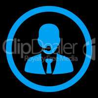 Call center operator flat blue color rounded glyph icon