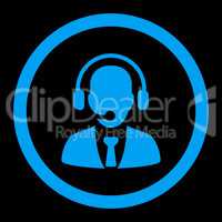 Call center flat blue color rounded glyph icon