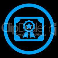 Certificate flat blue color rounded glyph icon