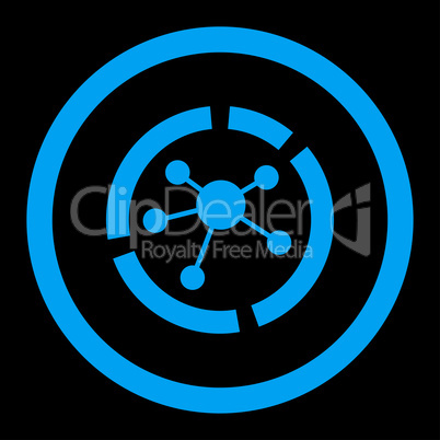 Connections diagram flat blue color rounded glyph icon