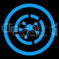 Connections diagram flat blue color rounded glyph icon