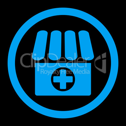 Drugstore flat blue color rounded glyph icon