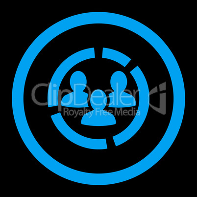 Demography diagram flat blue color rounded glyph icon