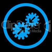 Integration flat blue color rounded glyph icon