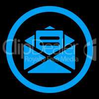 Open mail flat blue color rounded glyph icon