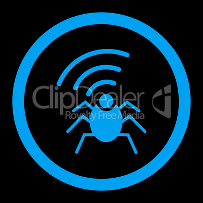 Radio spy bug flat blue color rounded glyph icon