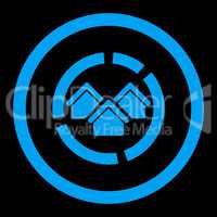 Realty diagram flat blue color rounded glyph icon