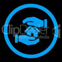 Realty insurance flat blue color rounded glyph icon