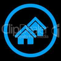 Realty flat blue color rounded glyph icon