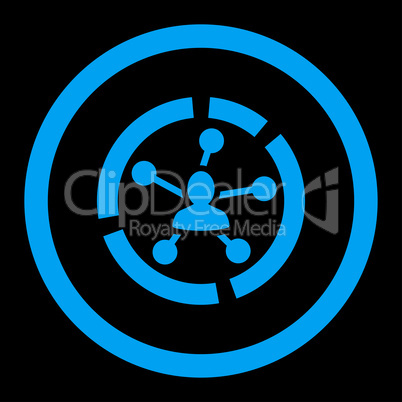 Relations diagram flat blue color rounded glyph icon