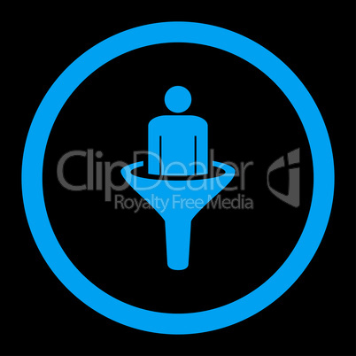 Sales funnel flat blue color rounded glyph icon