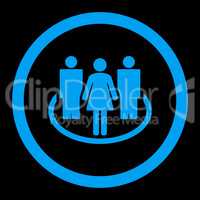 Society flat blue color rounded glyph icon