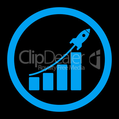 Startup sales flat blue color rounded glyph icon