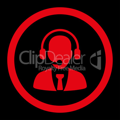 Call center flat red color rounded glyph icon