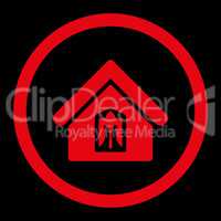 Home flat red color rounded glyph icon