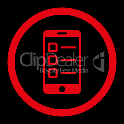 Mobile test flat red color rounded glyph icon