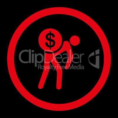 Money courier flat red color rounded glyph icon