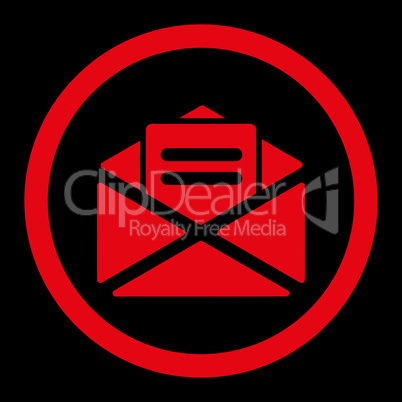 Open mail flat red color rounded glyph icon