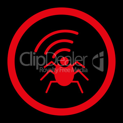 Radio spy bug flat red color rounded glyph icon