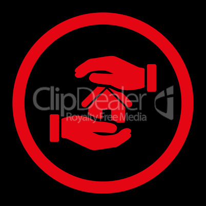 Realty insurance flat red color rounded glyph icon
