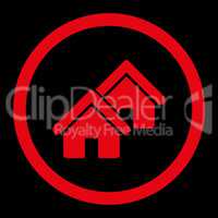 Realty flat red color rounded glyph icon