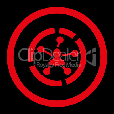 Relations diagram flat red color rounded glyph icon