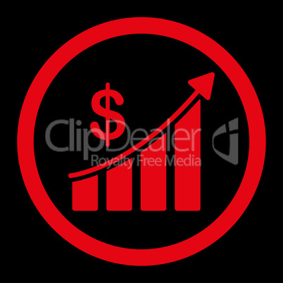 Sales flat red color rounded glyph icon