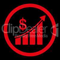 Sales flat red color rounded glyph icon