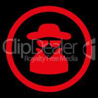 Spy flat red color rounded glyph icon