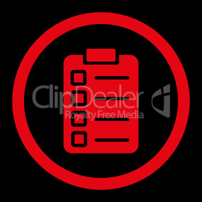 Test task flat red color rounded glyph icon