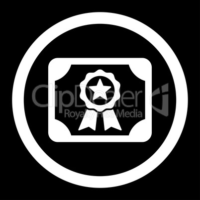 Certificate flat white color rounded glyph icon