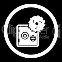 Hacking theft flat white color rounded glyph icon