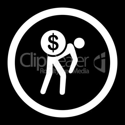 Money courier flat white color rounded glyph icon