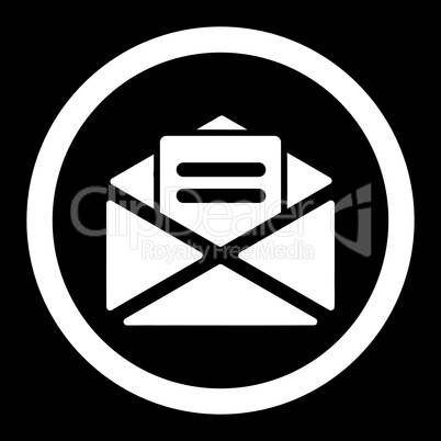 Open mail flat white color rounded glyph icon